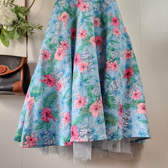 Hot Topic Blue Floral Tiki Swing Dress Size Small - Picture 6 of 10